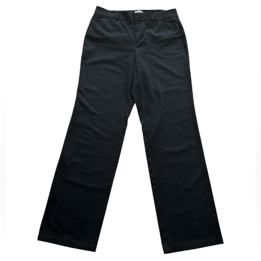 Dockers Womens Black Chino Metro Wide-Leg Trouser Pants Straight Fit Size 10Long